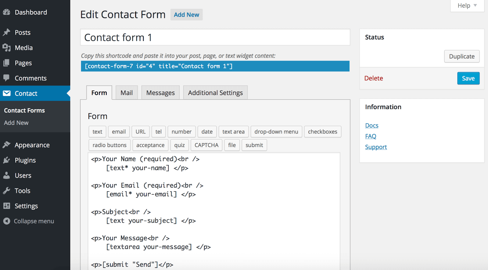 WordPress Contact Form