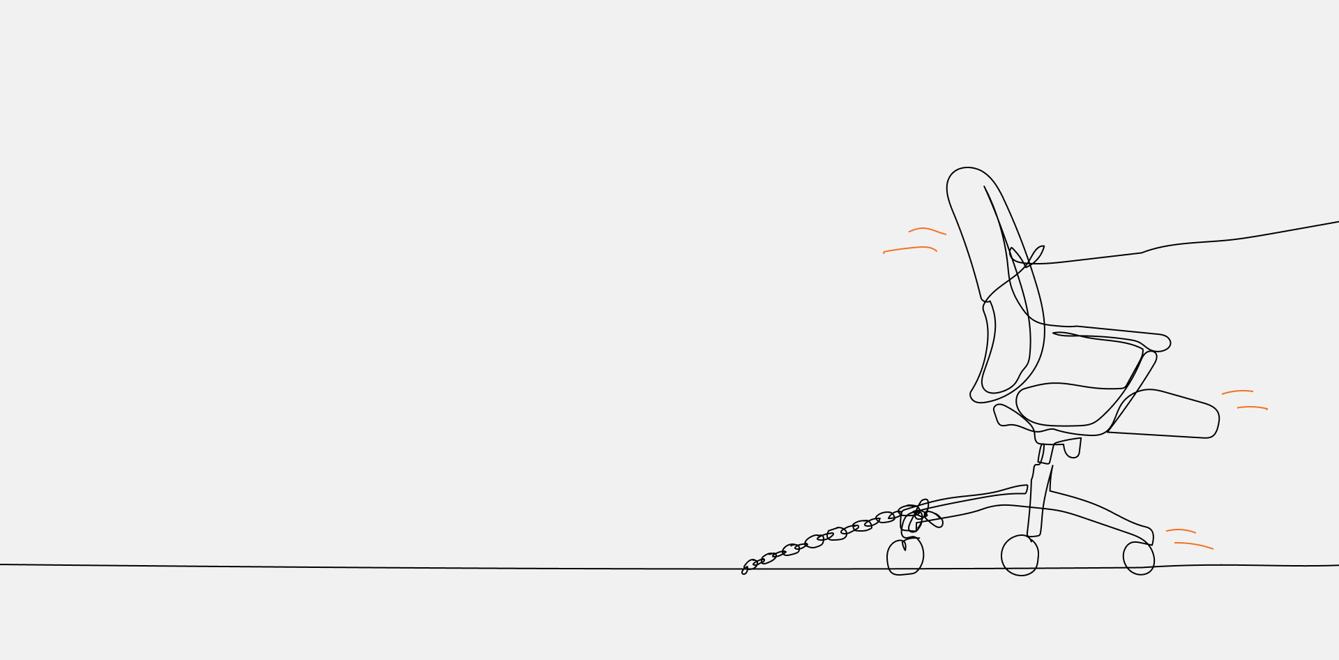 Minimal line illustration of an office chair symbolizing agency confidence and workplace momentum in 2026